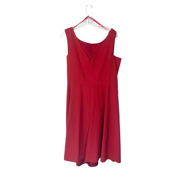 Talbots Plus Dressy Cocktail Hour Stretch Red V-Neck Fit and Flare Dress Size 16 - Picture 9 of 12